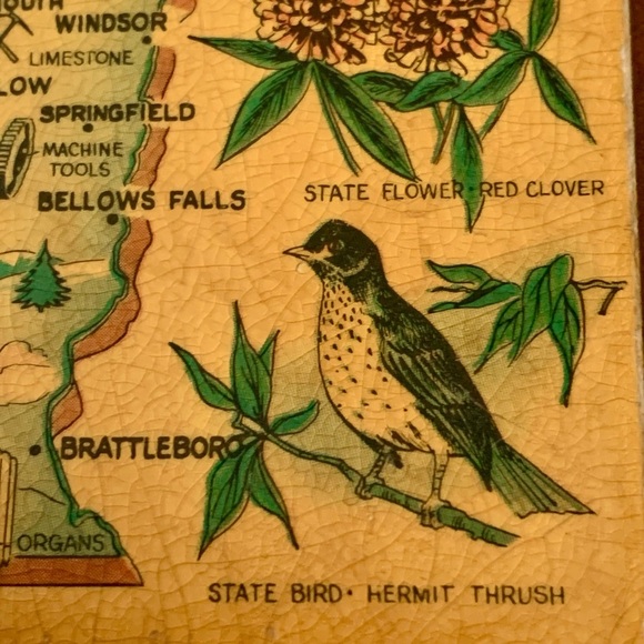 Vintage Vermont Map Wooden Trinket Box - Picture 7 of 13